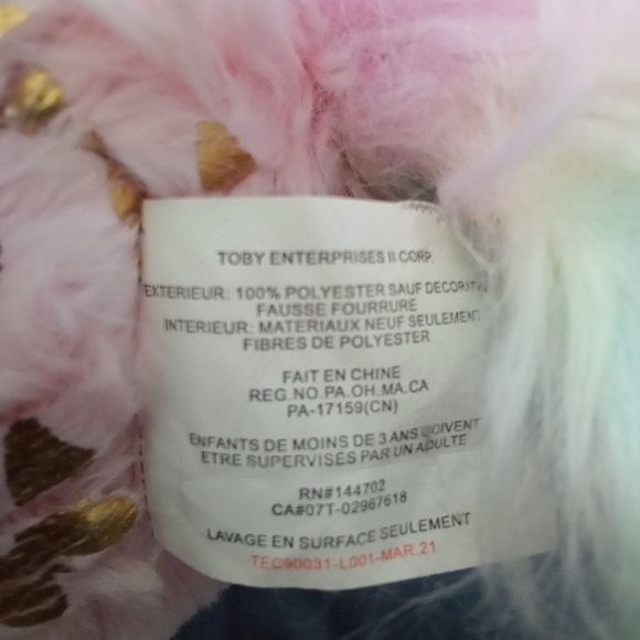 Olly & Me Pink Unicorn Purse With Gold Butterfly Pastel Pattern Plush Bag - Picture 10 of 10